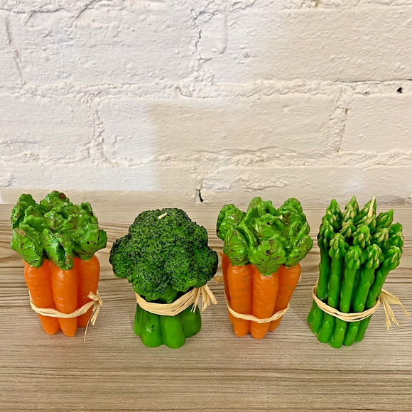 Vintage Vegetable Decorative Candles 4 Wax Pillar Candles Kitchen Fall Harvest - Picture 4 of 16